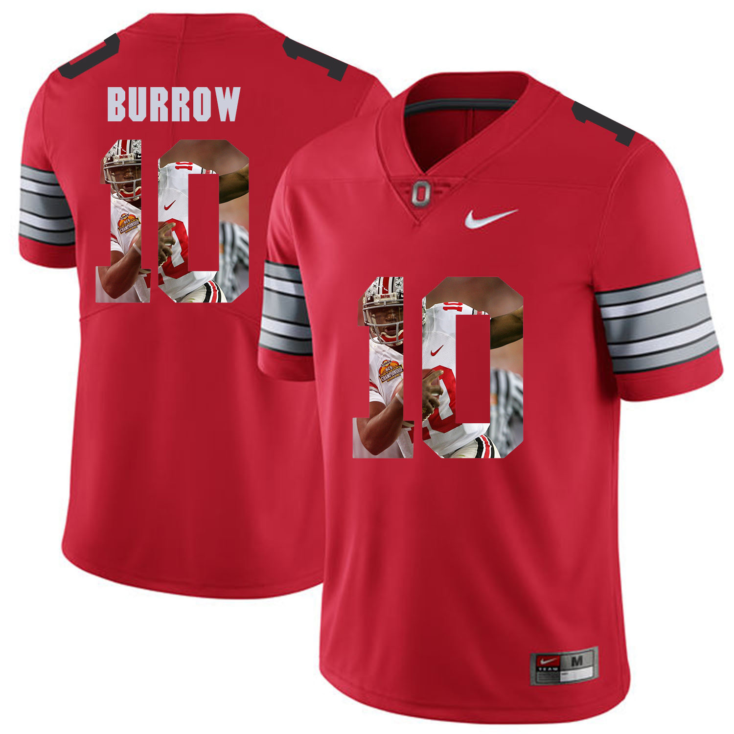 Men Ohio State #10 Burrow Red Fashion Edition Customized NCAA Jerseys